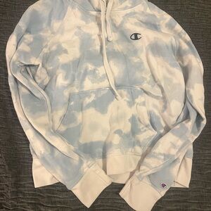 Champion Men's Sky Blue and White Zip-Up Sweater